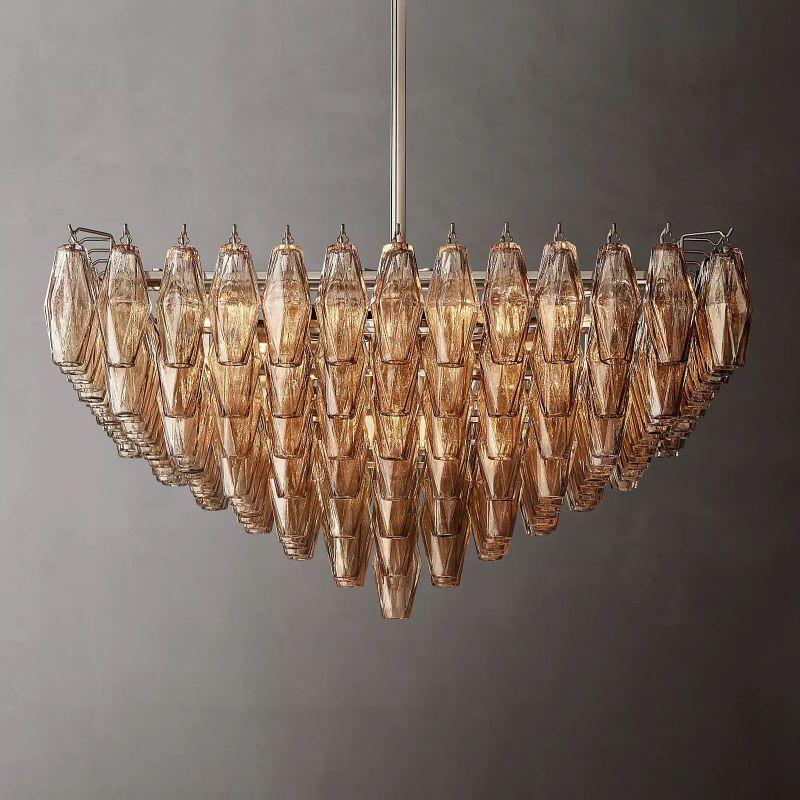 Chiara Smoke Glass Square  Dining Room Chandelier 32" - Grace Lamp