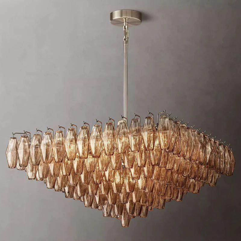 Chiara Smoke Glass Square  Dining Room Chandelier 32" - Grace Lamp