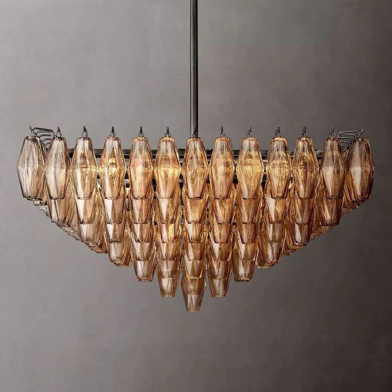 Chiara Smoke Glass Square  Dining Room Chandelier 32" - Grace Lamp
