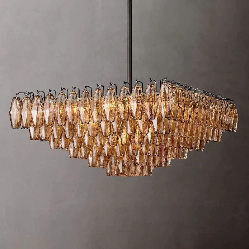 Chiara Smoke Glass Square  Dining Room Chandelier 32" - Grace Lamp