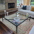 Thaddeus Forged Iron Rectangle Glass Coffee Table - Grace Lamp
