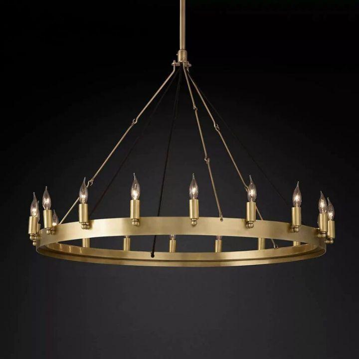 Camino Vintage Candelabra Round Chandelier 38''D - Grace Lamp
