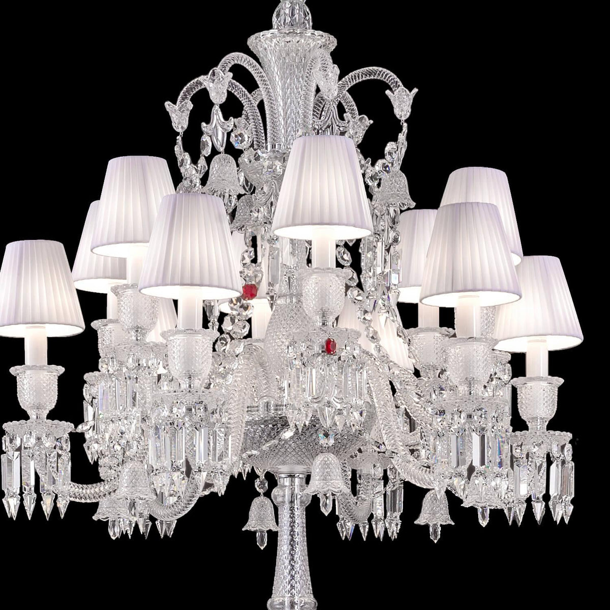 Baccarat Zénith Crystal Candelabra With Fabric Shade - Grace Lamp