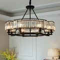 Decorative 6/ 8/ 10/ 12-Light Crystal Ceiling Chandelier Triangular Prism Island Light Fixture Metal Shade for Living Room-Grace Lamp