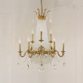 8/12/15 Lights Decorative Empire Brass Candles Crystal Chandelier Romantic Foyer Living Room Ceiling Light Fixture in Pure Copper Finish-Grace Lamp