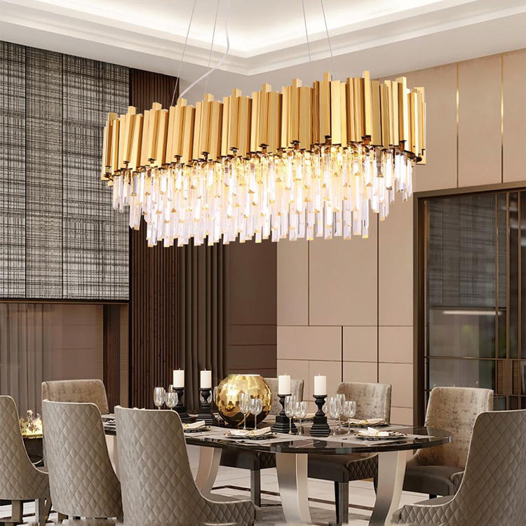 Elian Oval Crystal Chandelier-Grace Lamp