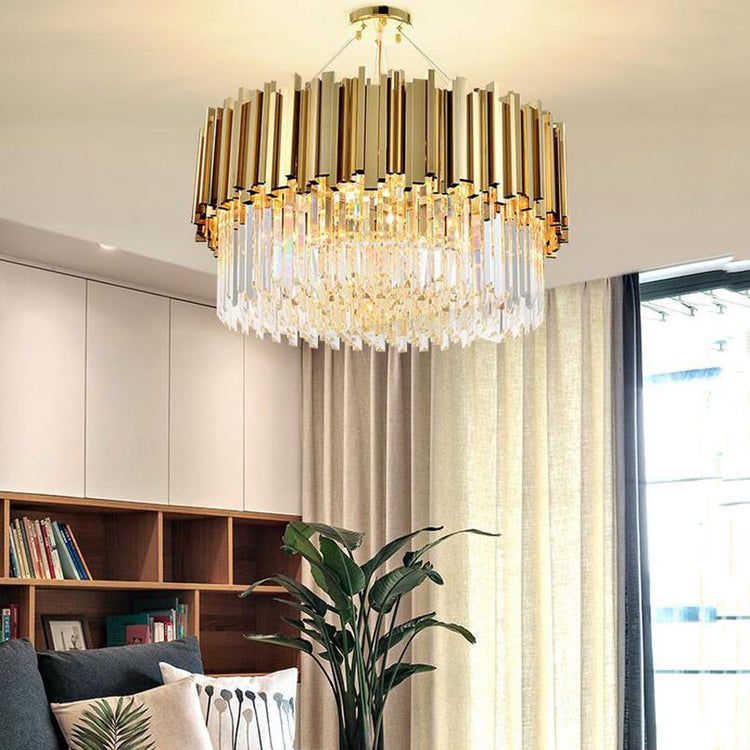 Elian Round Crystal Chandelier-Grace Lamp