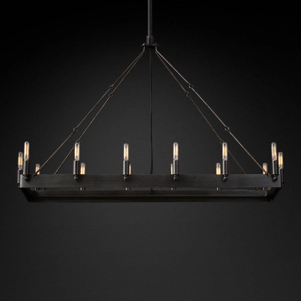 Camino Vintage Filament Rectangle Chandelier 41‘’L - Grace Lamp