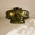 Amor 2-Tier Ghiaccio Glass Round Flushmount 18
