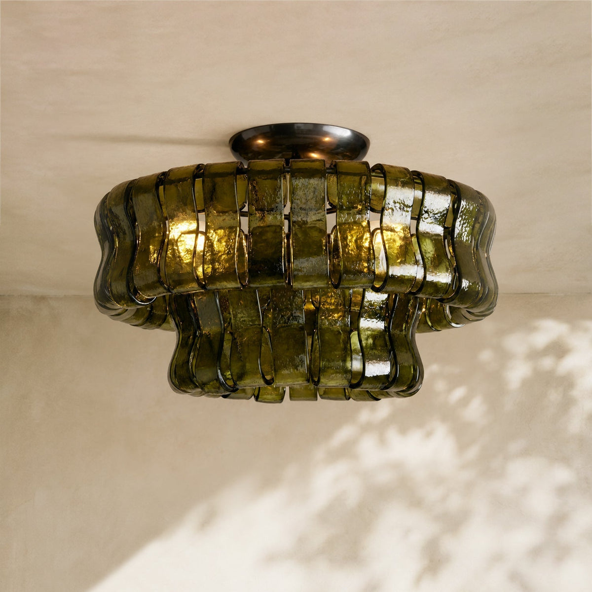 Amor 2-Tier Ghiaccio Glass Round Flushmount 18"