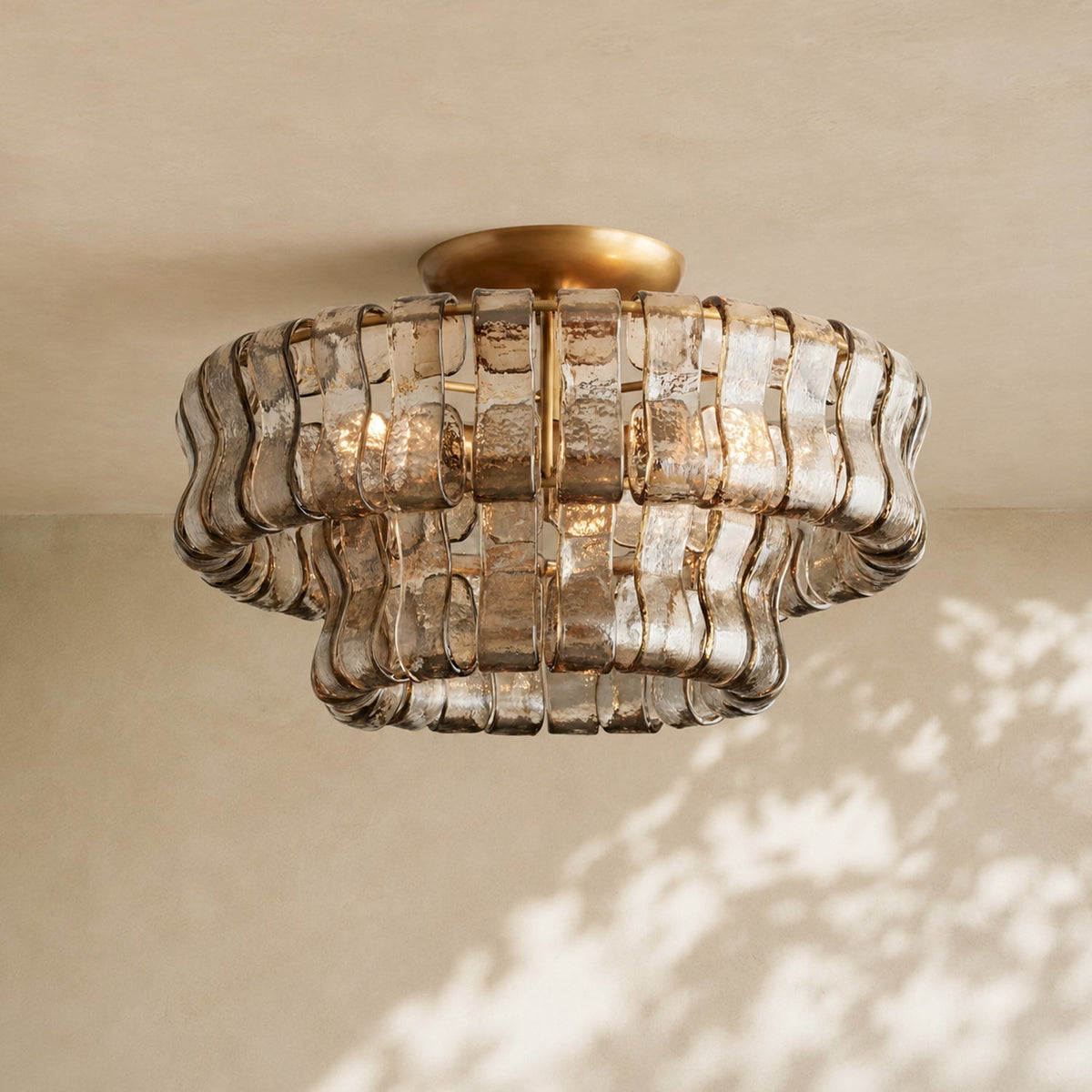 Amor 2-Tier Ghiaccio Glass Round Flushmount 18"
