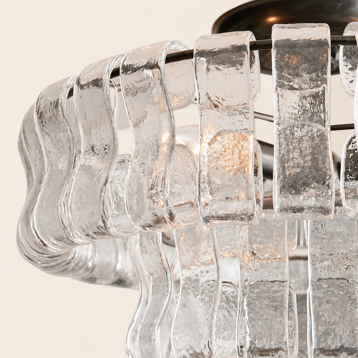 Amor 2-Tier Ghiaccio Glass Round Flushmount 18"