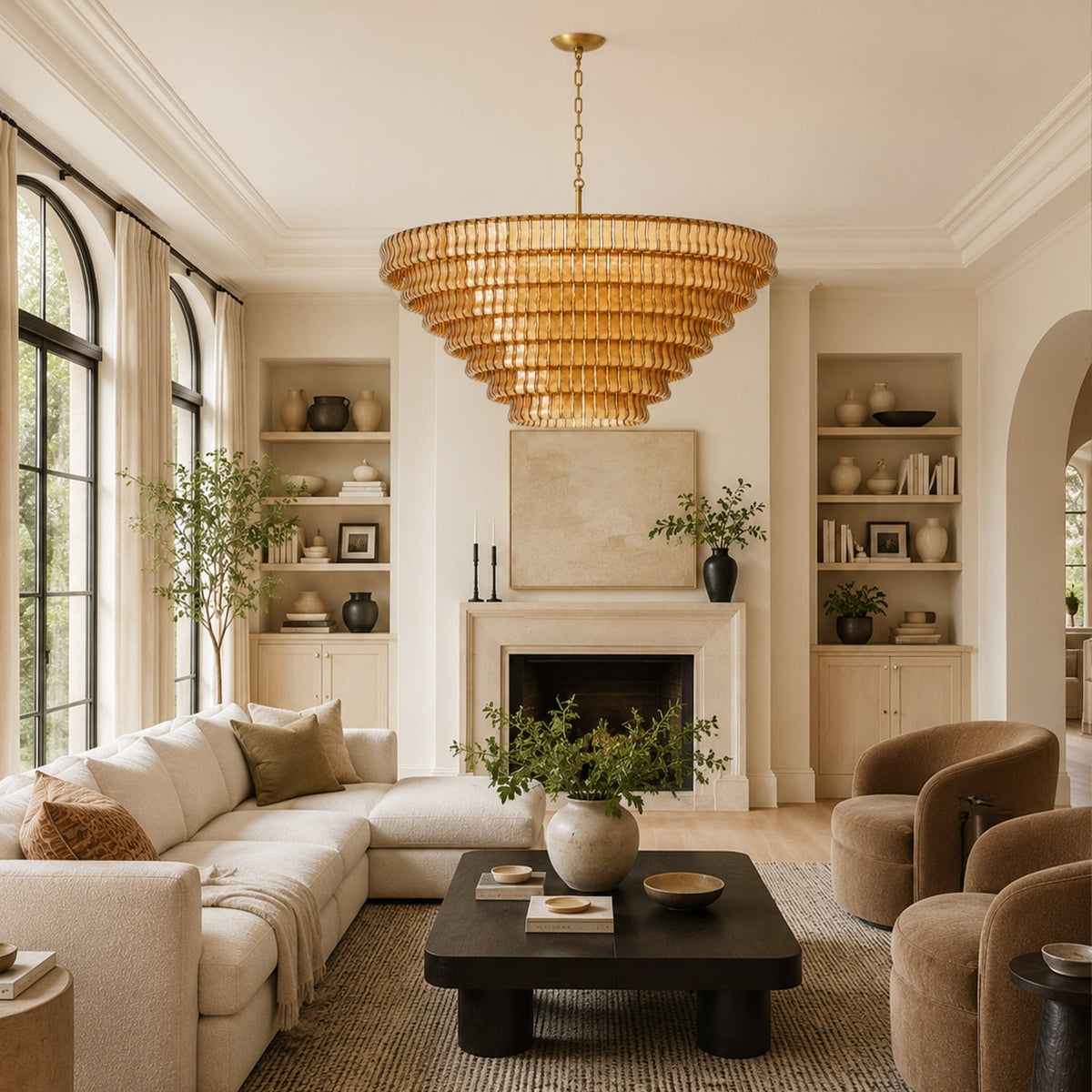 Amor 7-Tier Ghiaccio Glass Round Chandelier 60"