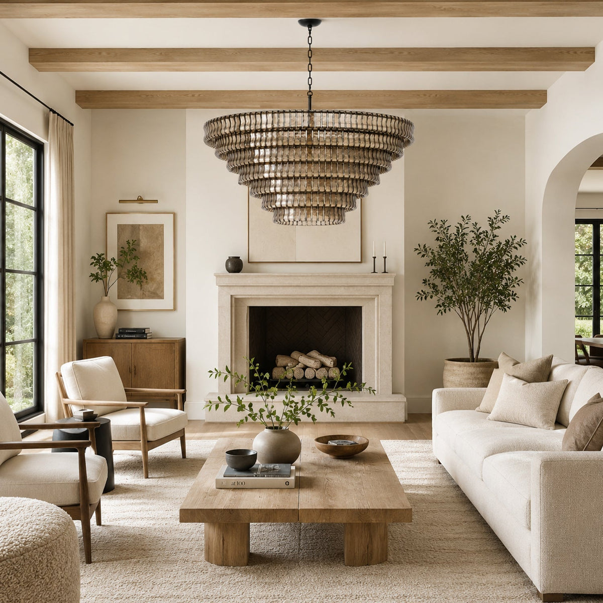 Amor 7-Tier Ghiaccio Glass Round Chandelier 60"