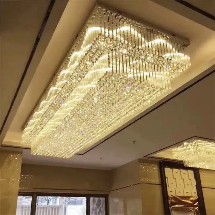 Modern Extra 2/3 Tiered Flush Mount Crystal Chandelier for Large Area - Grace Lamp