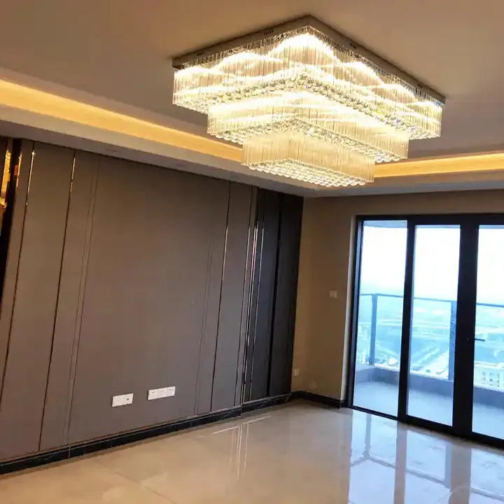 Modern Extra 2/3 Tiered Flush Mount Crystal Chandelier for Large Area - Grace Lamp