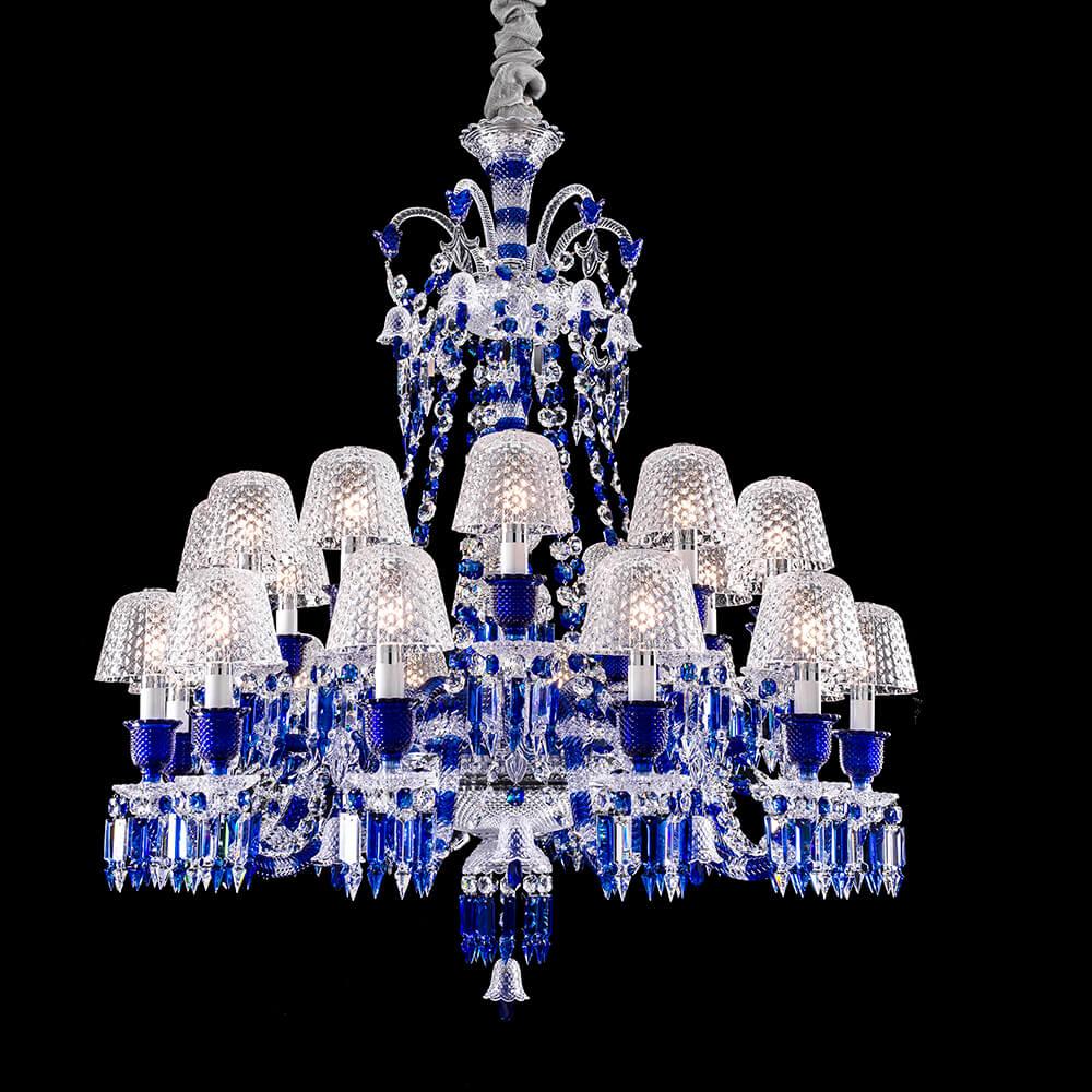 Baccarat Zenith Faunacrystopolis Blue Crystal Chandelier - Grace Lamp
