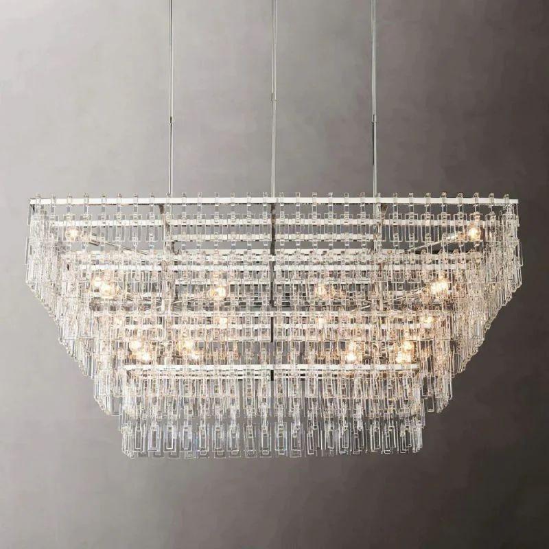 Marigan Crystal 4-Tier Rectangle Chandelier 72" - Grace Lamp