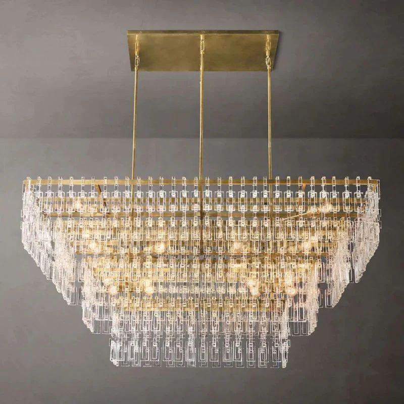 Marigan Crystal 4-Tier Rectangle Chandelier 72" - Grace Lamp