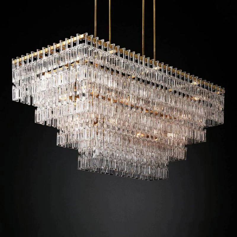 Marigan Crystal 4-Tier Rectangle Chandelier 72" - Grace Lamp