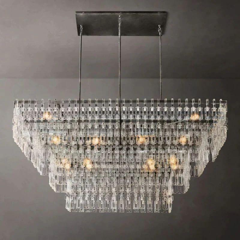 Marigan Crystal 4-Tier Rectangle Chandelier 72" - Grace Lamp
