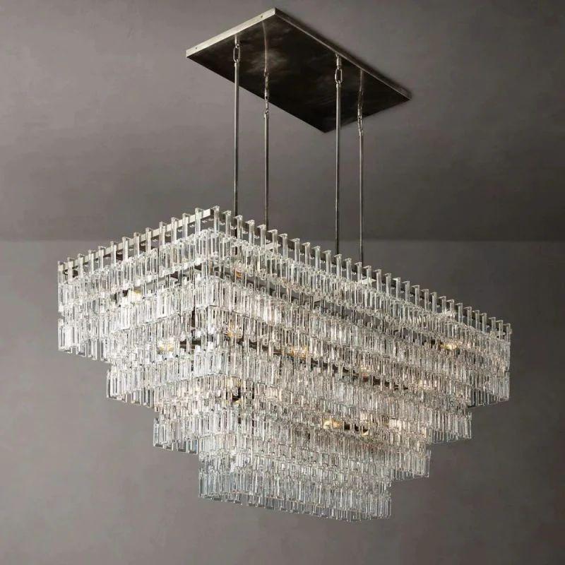Marigan Crystal 4-Tier Rectangle Chandelier 72" - Grace Lamp