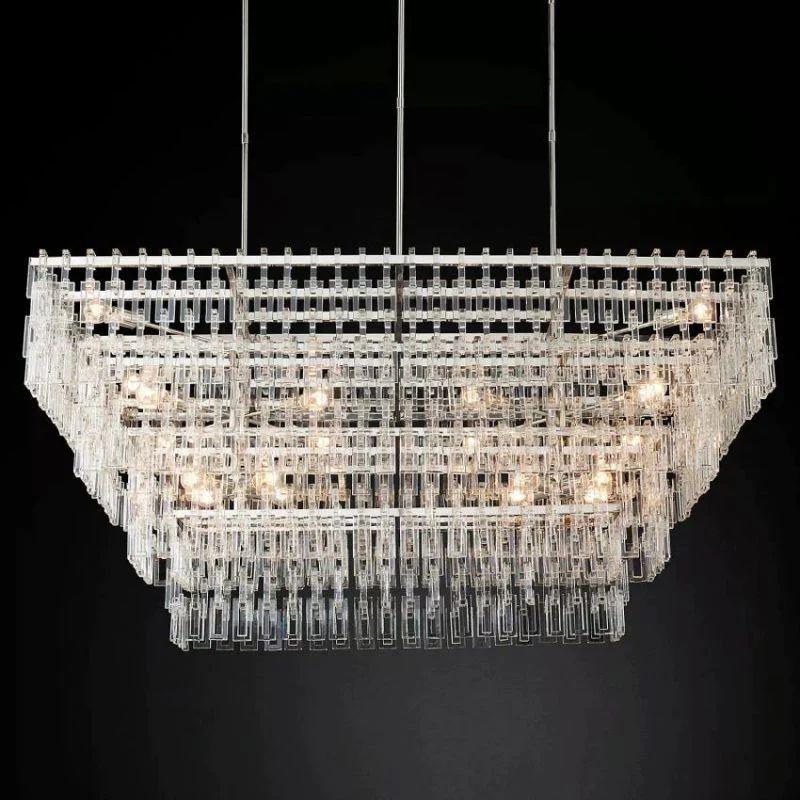 Marigan Crystal 4-Tier Rectangle Chandelier 72" - Grace Lamp