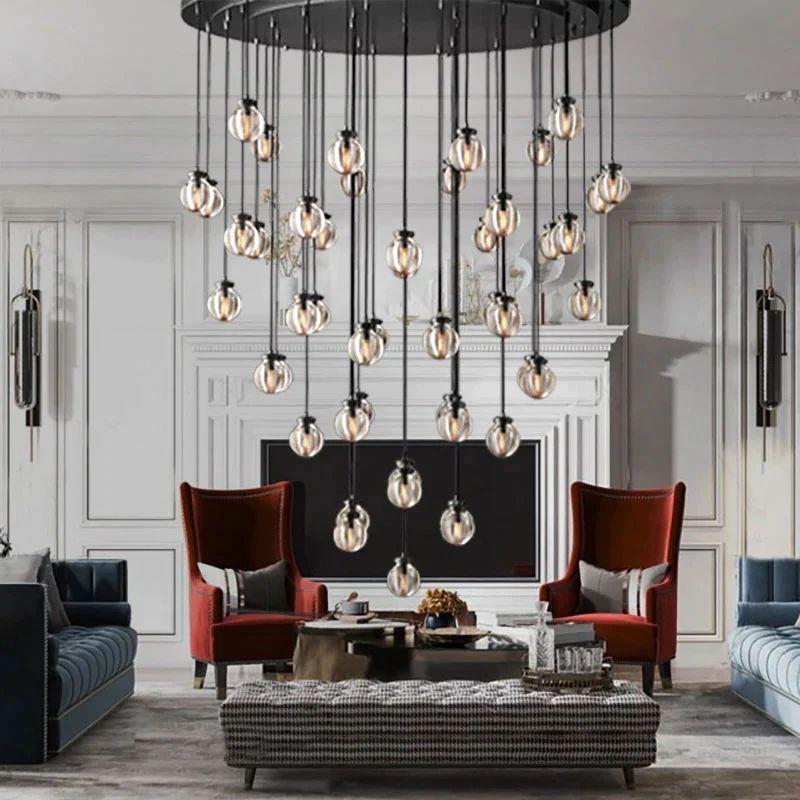 Pearl Round Chandelier 60" For Living Room Dining Room - Grace Lamp