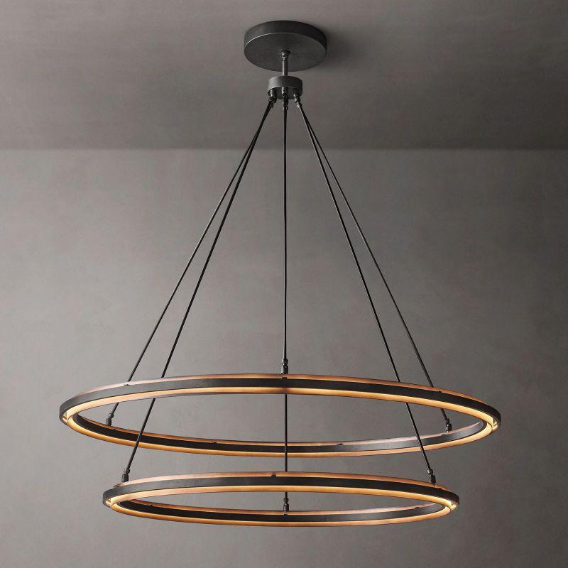 Peralta 2-Tier Round Black Chandelier 60" - Grace Lamp
