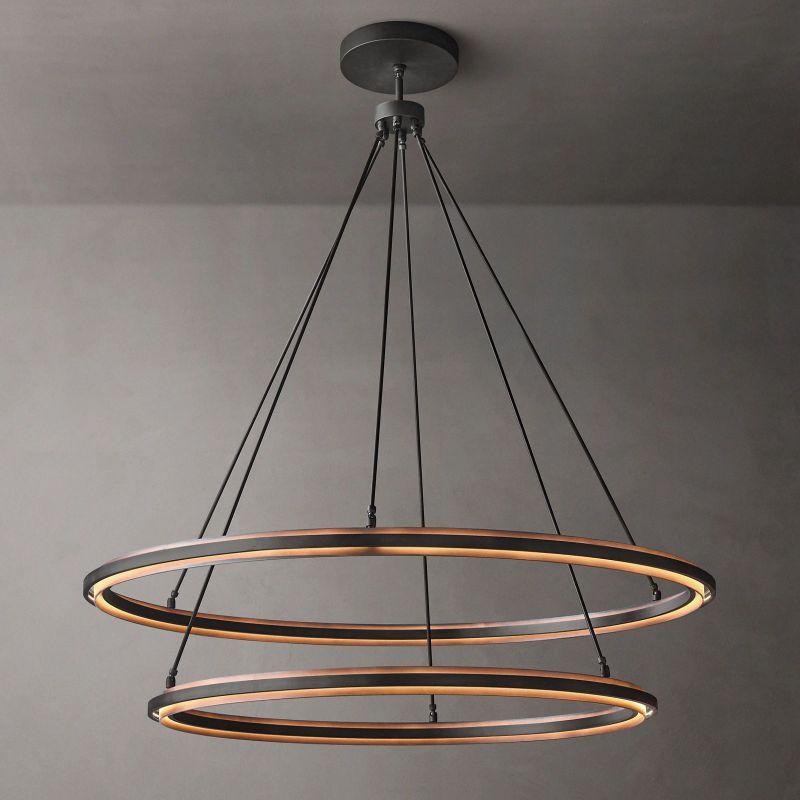 Peralta 2-Tier Round Black Chandelier 60" - Grace Lamp