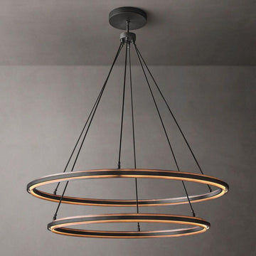 Peralta 2-Tier Round Black Chandelier 60" - Grace Lamp