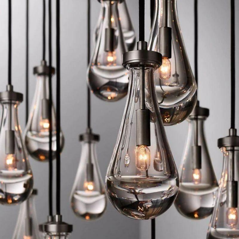 Rain Modern Rectangular Glass Chandelier 72" - Grace Lamp