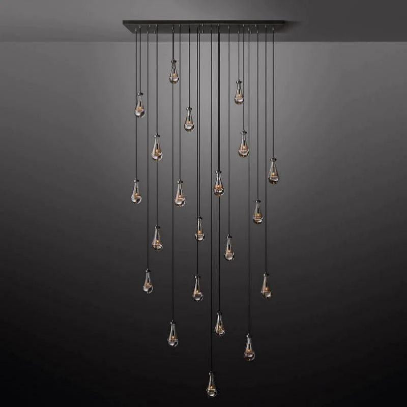 Rain Modern Rectangular Glass Chandelier 72" - Grace Lamp