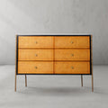 Hand-Forged Metal Frame Rattan 6-Drawer Side Cabinet - Grace Lamp