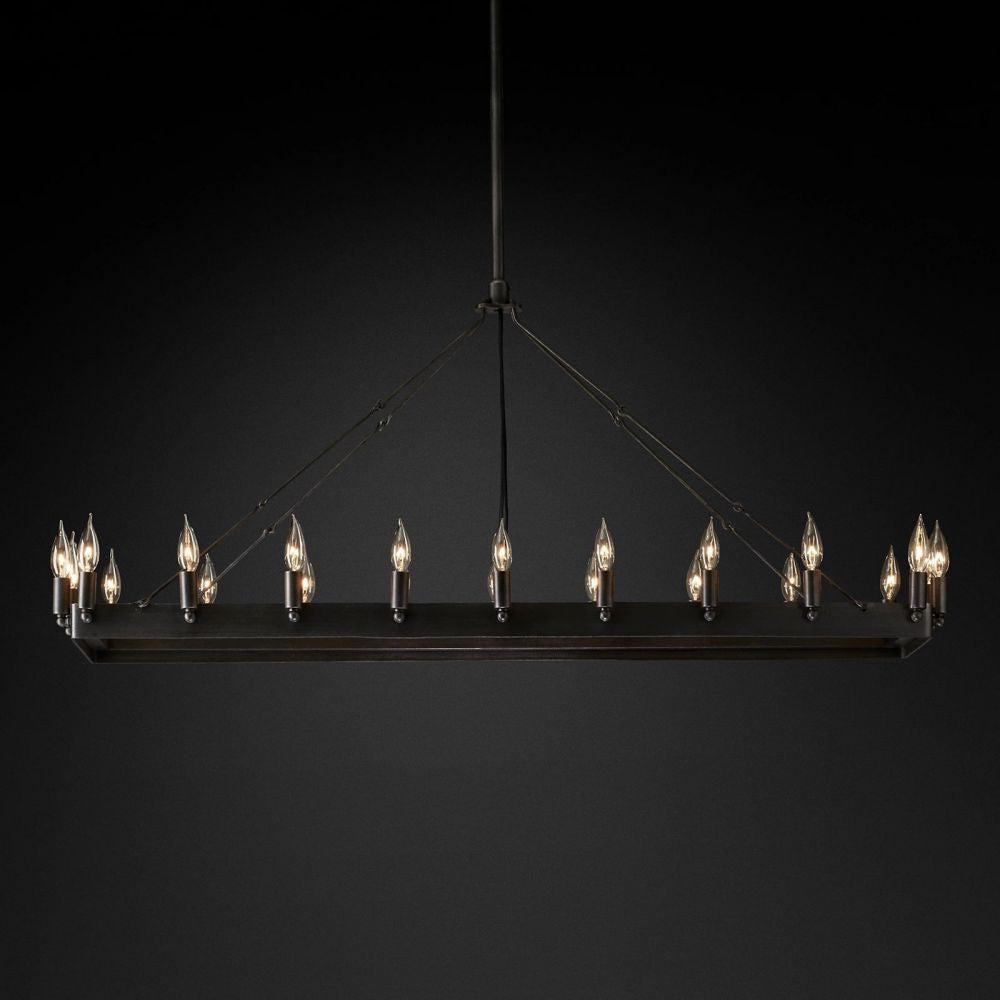 Camino Vintage Candelabra Rectangle Chandelier 52''L - Grace Lamp