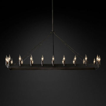 Camino Vintage Candelabra Rectangle Chandelier 52''L - Grace Lamp