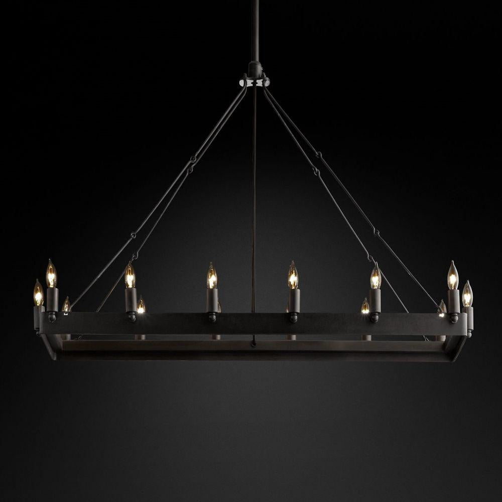 Camino Vintage Candelabra Rectangle Chandelier 41''L - Grace Lamp