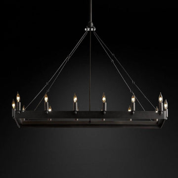 Camino Vintage Candelabra Rectangle Chandelier 41''L - Grace Lamp