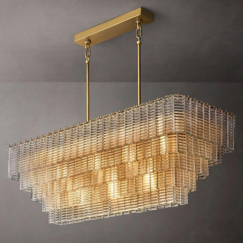 Sirene Clear Glass Rectangle Chandelier 59" - Grace Lamp