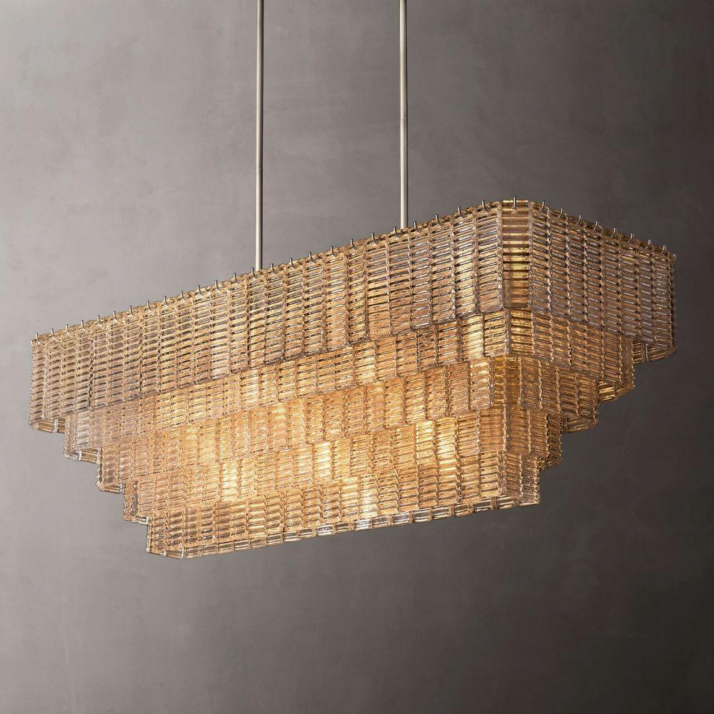 Sirene Clear Glass Rectangle Chandelier 59" - Grace Lamp