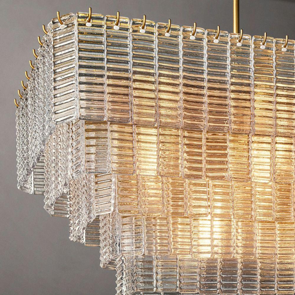 Sirene Clear Glass Rectangle Chandelier 59" - Grace Lamp