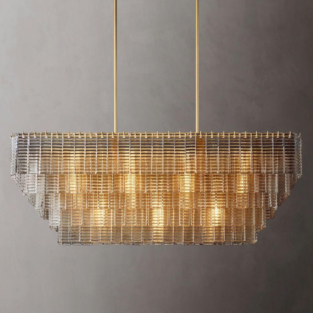 Sirene Clear Glass Rectangle Chandelier 59" - Grace Lamp