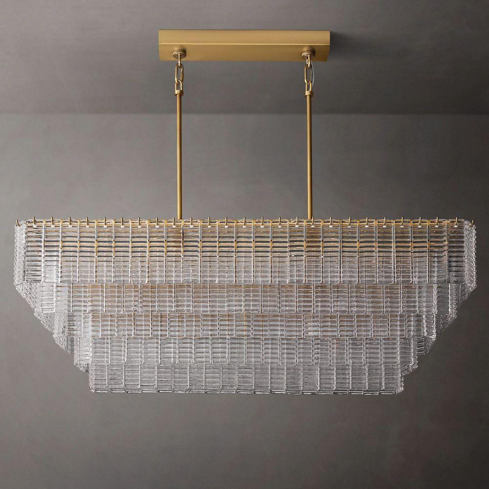 Sirene Clear Glass Rectangle Chandelier 59" - Grace Lamp