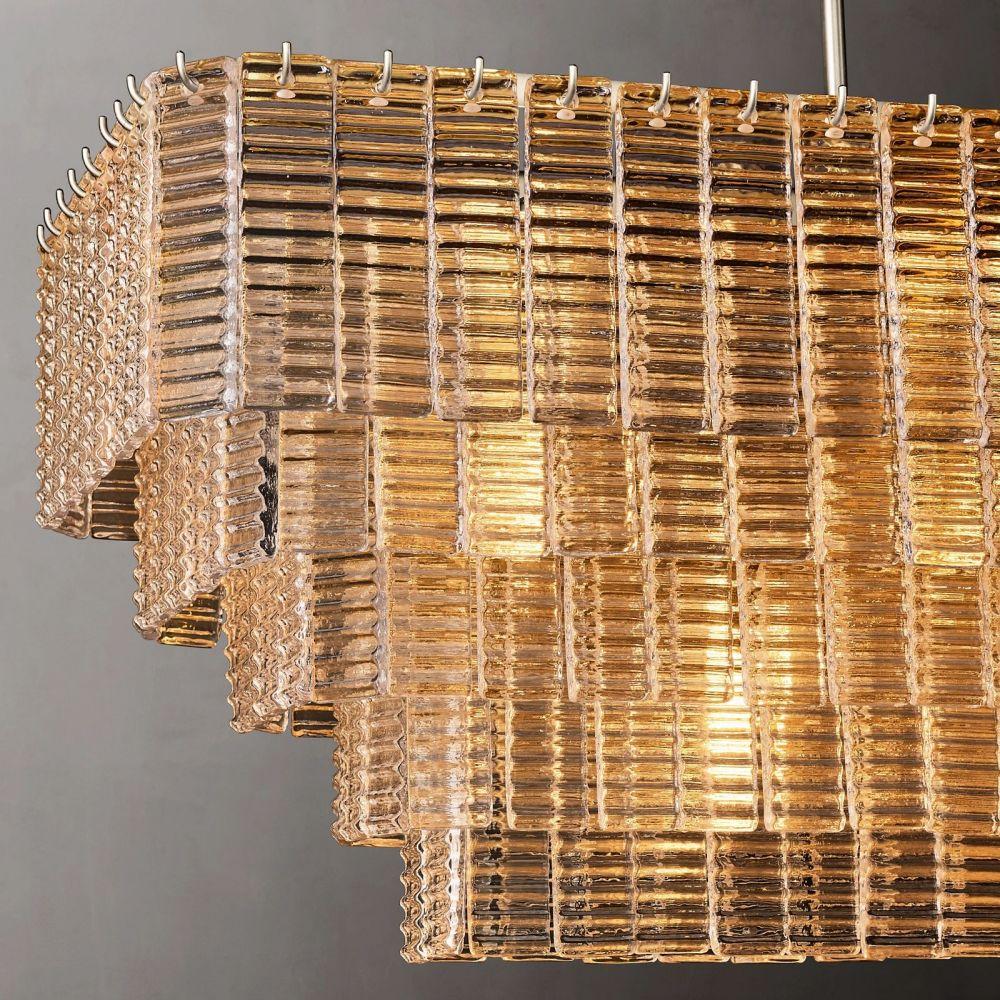 Sirene Clear Glass Rectangle Chandelier 59" - Grace Lamp