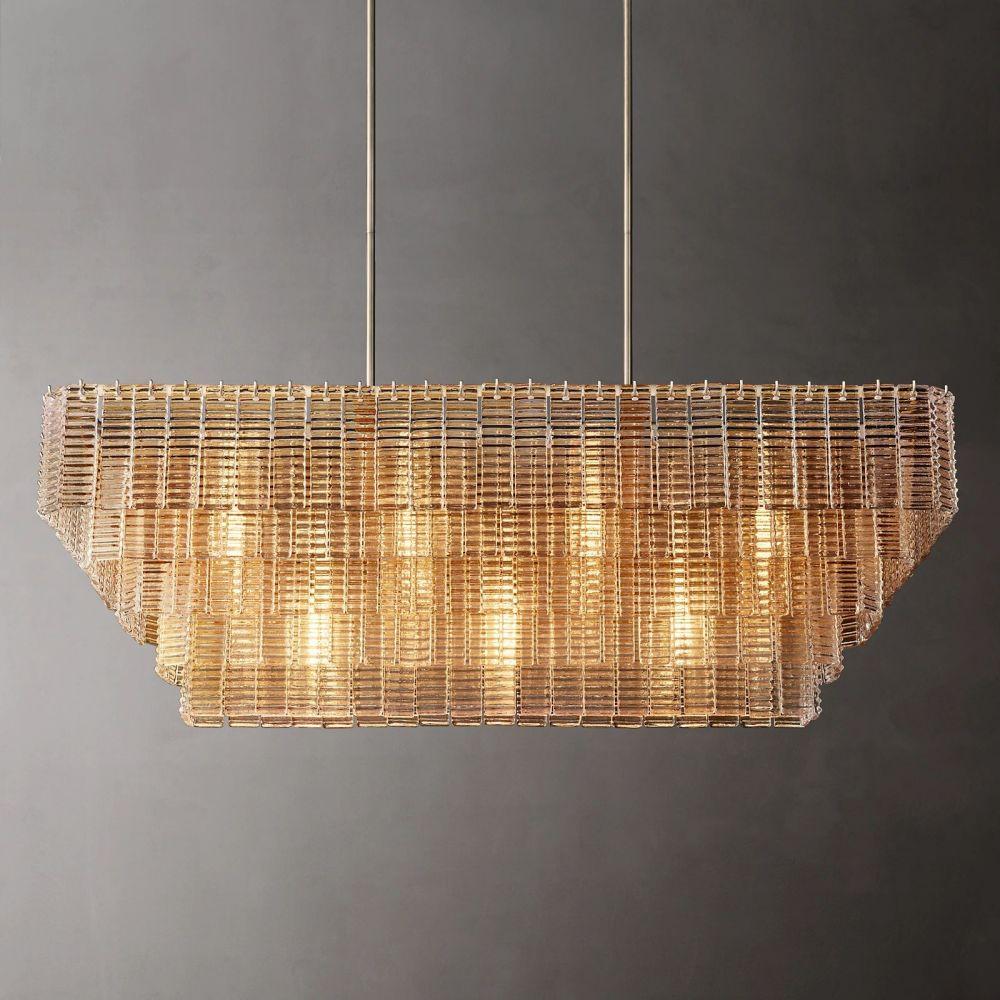 Sirene Clear Glass Rectangle Chandelier 59" - Grace Lamp