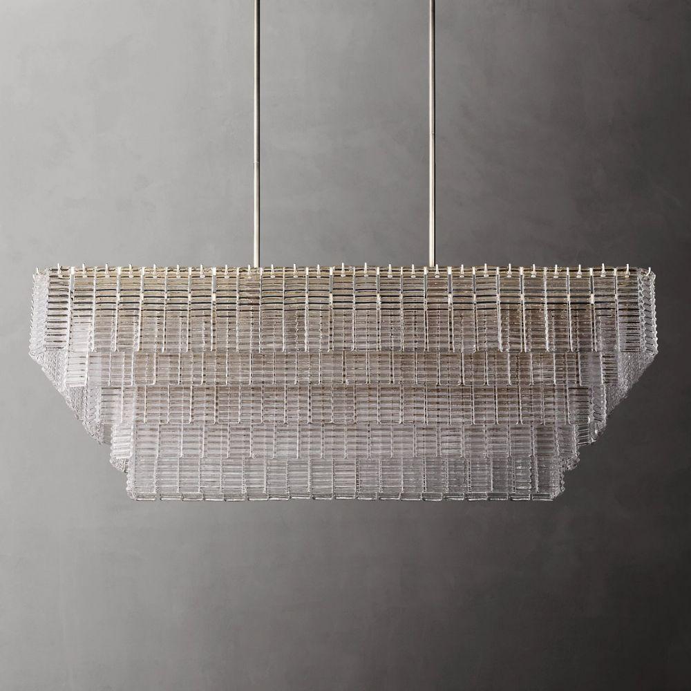 Sirene Clear Glass Rectangle Chandelier 59" - Grace Lamp