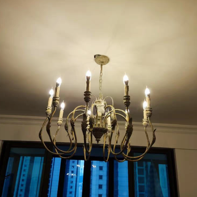 French Vintage Candle Chandelier for Living Room/Bedroom-Grace Lamp