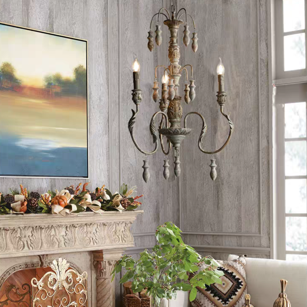 French Vintage Candle Chandelier for Living Room/Bedroom-Grace Lamp