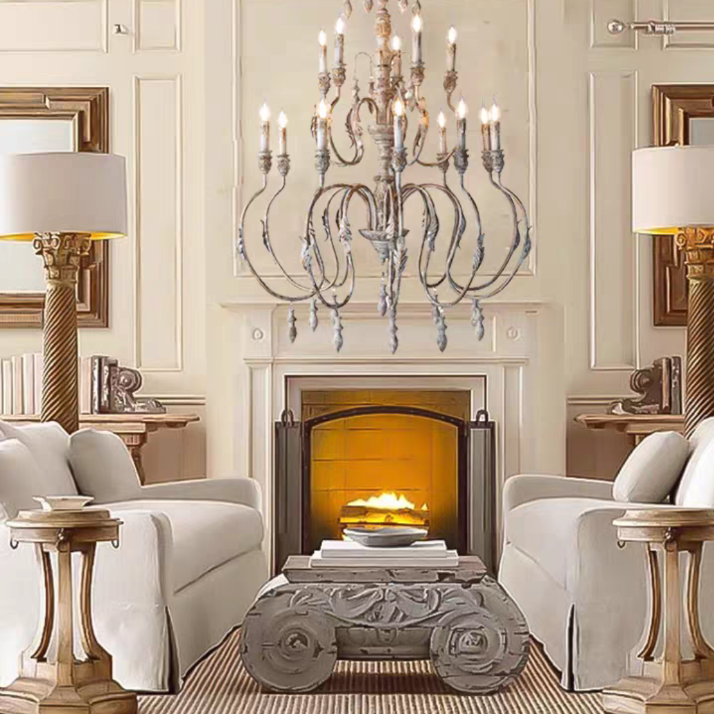 French Vintage Candle Chandelier for Living Room/Bedroom-Grace Lamp