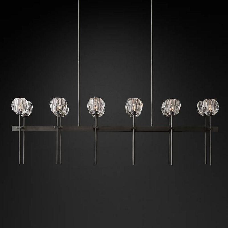 Boule Glass Double Linear Chandelier 60" - Grace Lamp